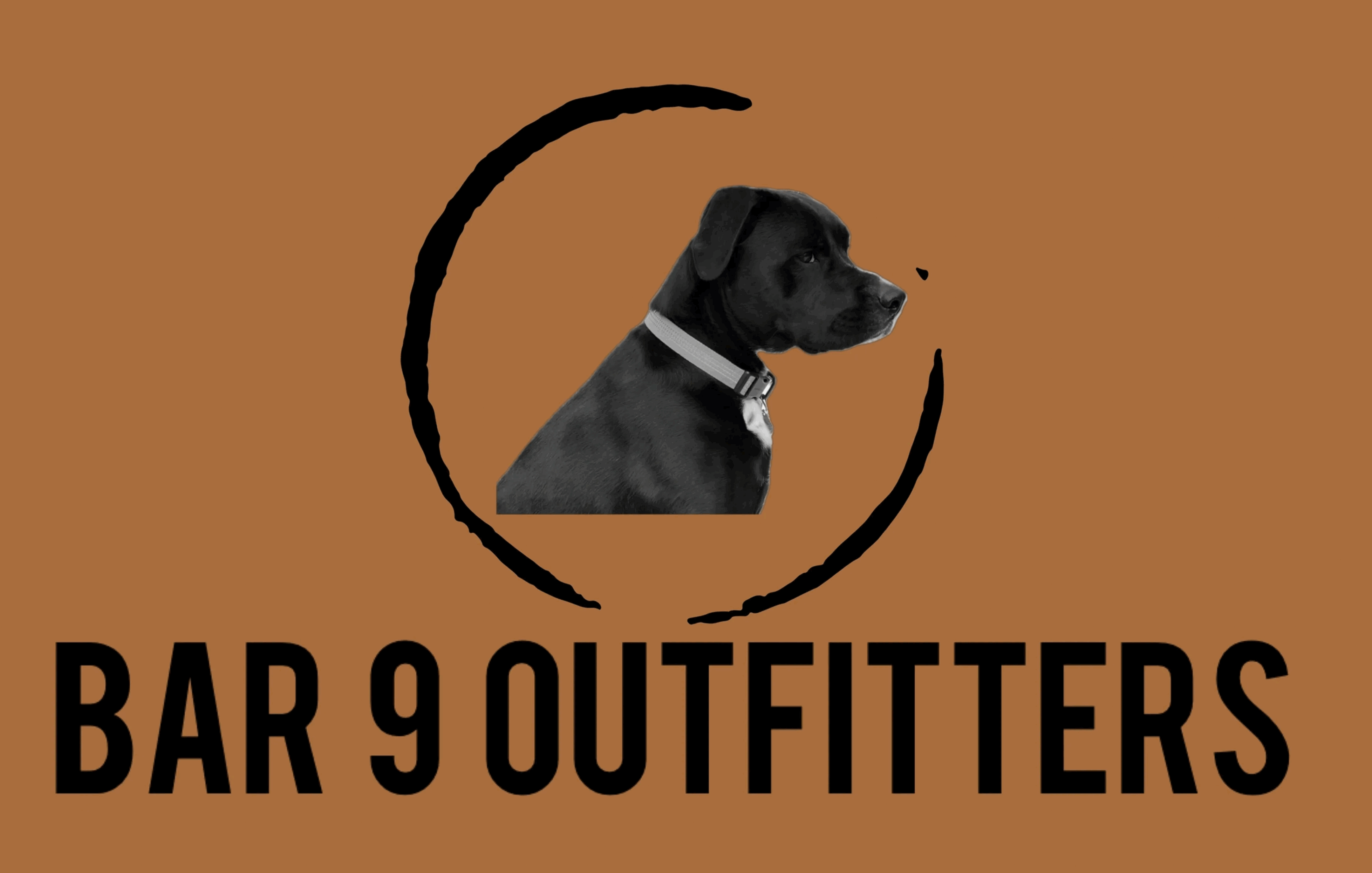 Dog logo for Bar 9 Outfitters.