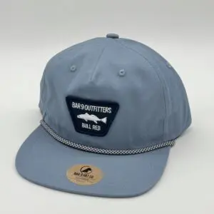 Light blue cap with embroidered patch design.